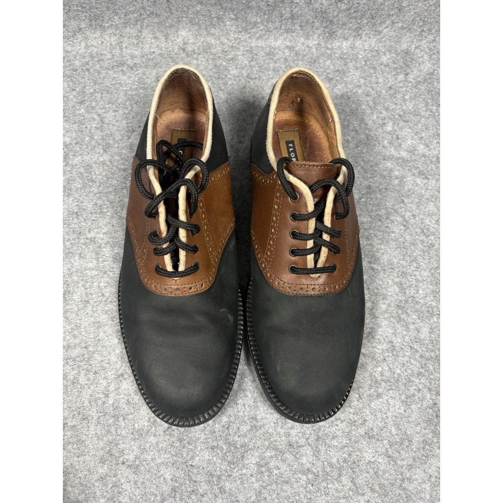 Florsheim Mens Black Brown Saddle Brogue Oxford Shoes Made in Italy Size 9.5